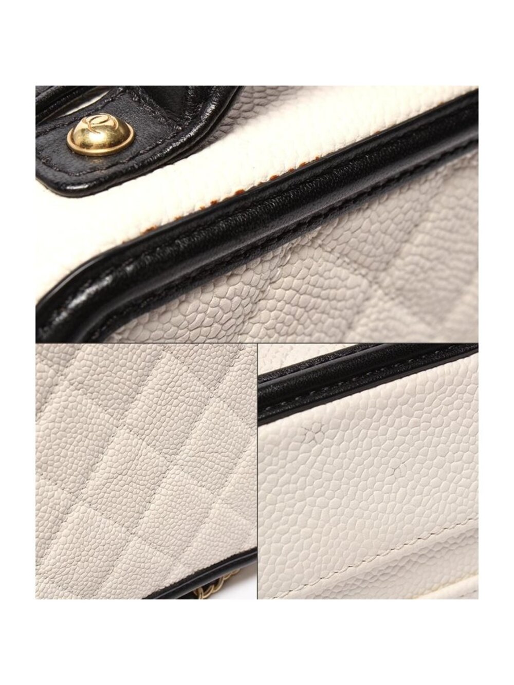 Chanel Chain Shoulder Bag Vanity Crossbody Gold Caviar Leather - Picture 9 of 10